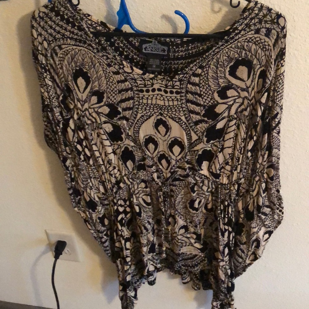 Tan and black blouse